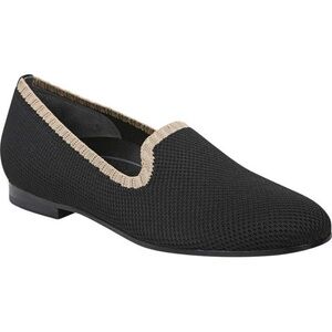Vionic Willa Knit Slip-on Flat with Arch Support Black with Tan Trim Size 7